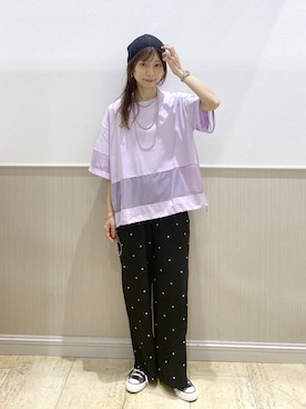 「LEPSIM（レプシィム）の3連ボールネックレス　287544（ネックレス、シルバー系）」を使った、Shiraさん（レディース・166cm）の夏コーディネート