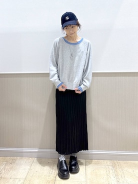 「LEPSIM（レプシィム）の【NEW ERA】コーデュロイCAP　1023762（キャップ、ブルー系）」を使った、Shiraさん（レディース・166cm）の秋コーディネート
