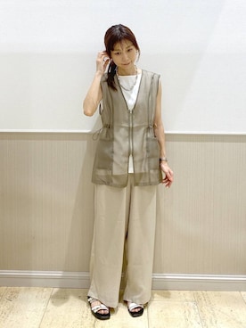 「LEPSIM（レプシィム）のボックスタックノースリーブ　242849（Tシャツ/カットソー、ホワイト系）」を使った、Shiraさん（レディース・166cm）の夏コーディネート