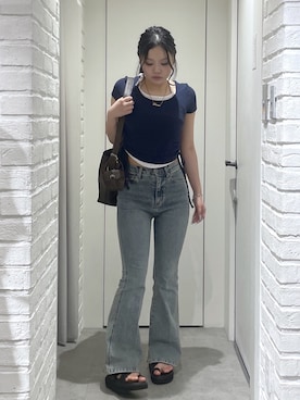 「FREE'S MART（フリーズマート）のアイテム（パンツ）」を使った、tomoemfmさん（レディース・156cm）の夏コーディネート