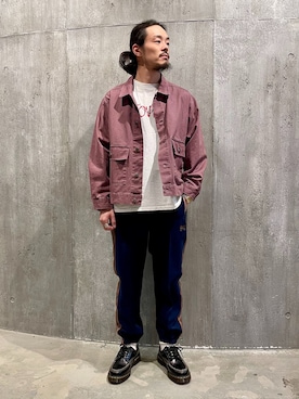 「JOURNAL STANDARD（ジャーナルスタンダード）のビンテージ ツイル ワーク ジャケット（その他アウター、パープル系）」を使った、Iikawaさん（メンズ・174cm）の春コーディネート