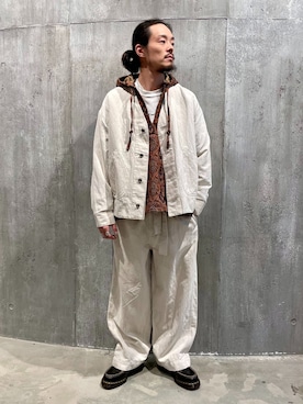 「JOURNAL STANDARD J.S HOMESTEAD（ジャーナルスタンダードホームステッド）のJ.S.Homestead / コットンリネン デニム “JUDO” ブルゾン（その他アウター、ホワイト系）」を使った、Iikawaさん（メンズ・174cm）の春コーディネート