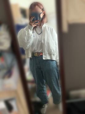 「RAGEBLUE（レイジブルー）のアイテム（MA-1）」を使った、げってぃさん（レディース・152cm）の秋コーディネート