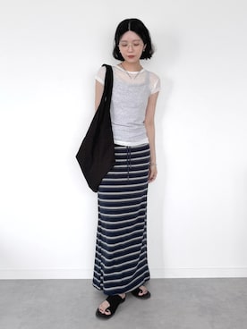 「FUULLY STUDIO（フーリィーステューディオ）のアイテム」を使った、OKIRIさん（レディース・161cm）の夏コーディネート