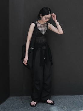 「NO NEED（ノーニード）のアイテム」を使った、OKIRIさん（レディース・161cm）の夏コーディネート
