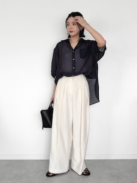 「anuke（アンヌーク）のアイテム」を使った、OKIRIさん（レディース・161cm）の夏コーディネート