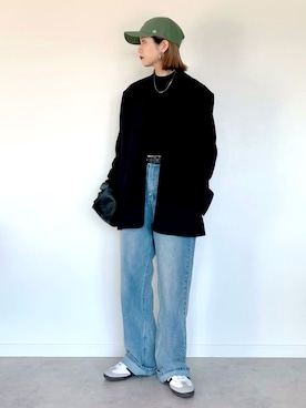 「カラーパンツ」｜「アイテム（ノーカラージャケット）」を使った、OKIRIさん（レディース・161cm）の冬コーディネート