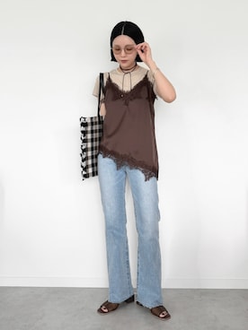 「Zoff（ゾフ）のアイテム」を使った、OKIRIさん（レディース・161cm）の夏コーディネート