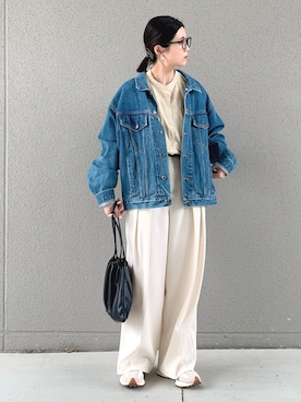 「アイテム（デニムジャケット）」を使った、OKIRIさん（レディース・161cm）の春コーディネート