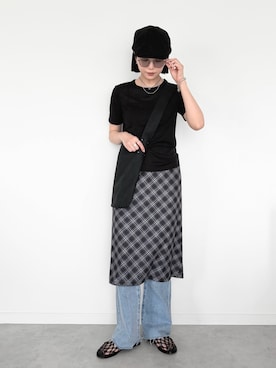 「GIUNON（ジウノン）のアイテム」を使った、OKIRIさん（レディース・161cm）の夏コーディネート