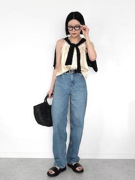 「Zoff（ゾフ）のアイテム」を使った、OKIRIさん（レディース・161cm）の夏コーディネート