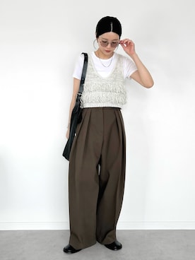 「アイテム（バッグ）」を使った、OKIRIさん（レディース・161cm）の秋コーディネート