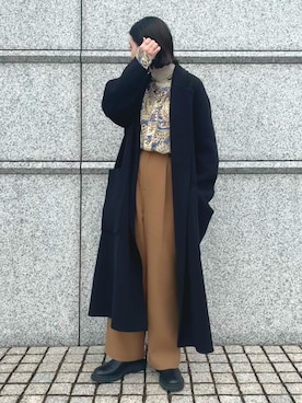 「カラーパンツ」｜「アイテム（ピーコート）」を使った、OKIRIさん（レディース・161cm）の冬コーディネート