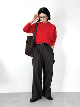 「アイテム（ベルト）」を使った、OKIRIさん（レディース・161cm）の秋コーディネート