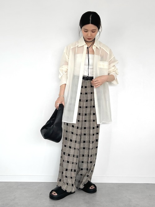 Checkjacquard Tuck Trousers（デニムパンツ）｜TODAYFUL