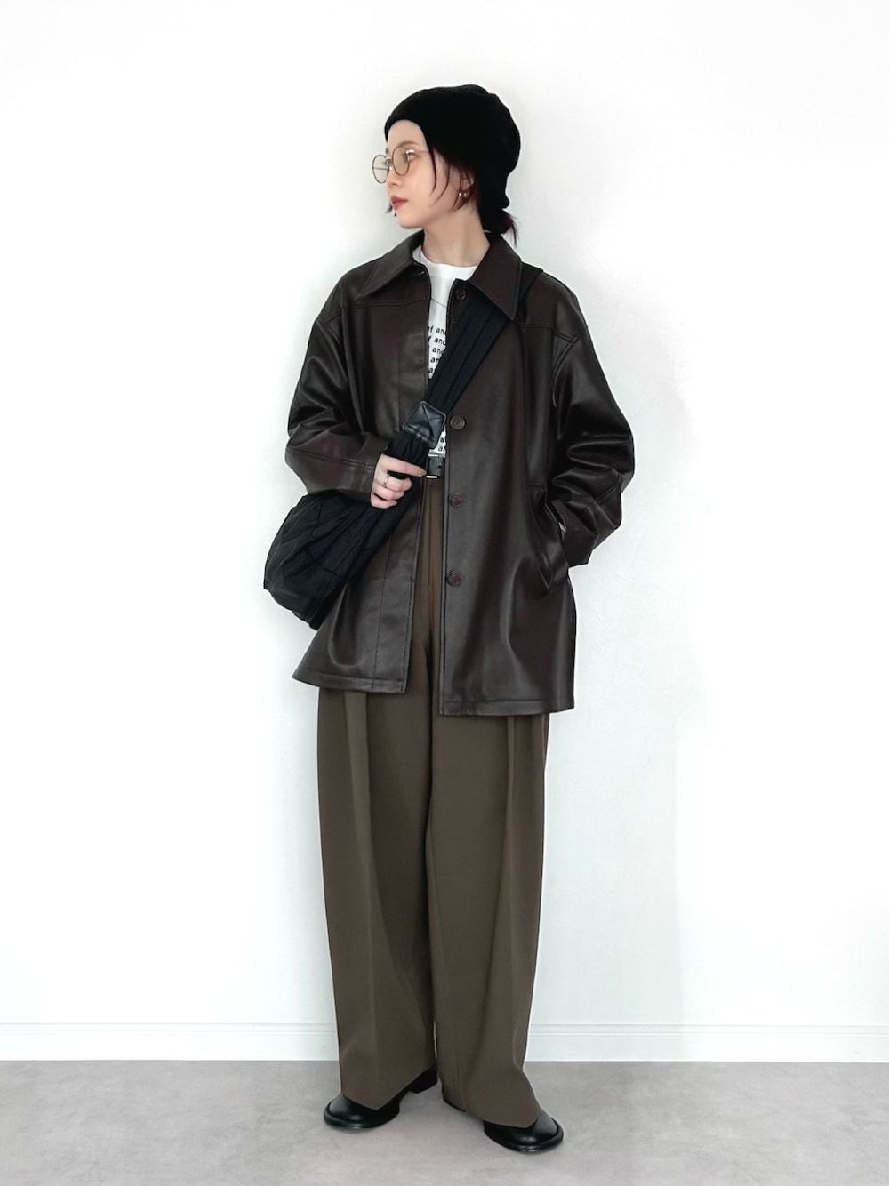 anuke ブラックレザーシャツジャケット anuke ブラックレザーシャツジャケット