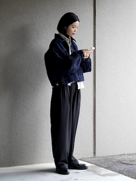 「NOGLE（ノグル）のアイテム（パンツ）」を使った、OKIRIさん（レディース・161cm）の春コーディネート