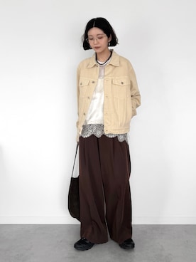 「emesuelee（エメスーリー）のアイテム」を使った、OKIRIさん（レディース・161cm）の春コーディネート