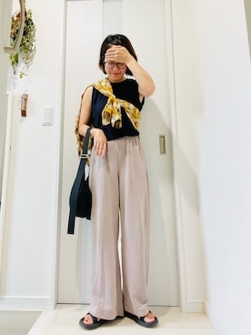 「アイテム（スウェットパンツ）」を使った、mavaさん（レディース・155cm・40代）の秋コーディネート