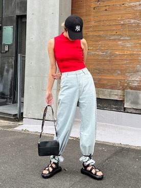 「サンダルに靴下」｜AMAILさん（レディース・167cm）の春コーディネート