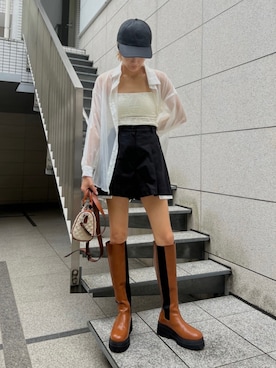 「アイテム（バッグ、ホワイト系）」を使った、AMAILさん（レディース・167cm）の夏コーディネート