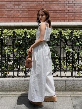 「ウェッジソール」｜「アイテム（オールインワン・サロペット）」を使った、AMAILさん（レディース・148cm）の夏コーディネート