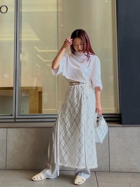 「クロップドトップス」｜AMAILさん（レディース・155cm）の夏コーディネート