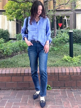 「Healthy denim（ヘルシーデニム）のアイテム（デニムパンツ）」を使った、marinaさん（レディース・162cm）の春コーディネート
