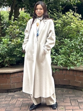 「UNTITLED（アンタイトル）の【ロング丈/軽やか】テーラード　リバーコート（チェスターコート、ベージュ系）」を使った、marinaさん（レディース）の秋コーディネート