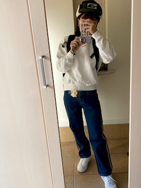 「ノースフェイス」｜「アイテム（スウェット）」を使った、ぺん🐧さん（レディース・155cm）の秋コーディネート