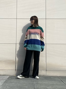 「CONVERSE TOKYO（コンバーストウキョウ）のアイテム（スラックス）」を使った、MANAさん（レディース・153cm）の秋コーディネート