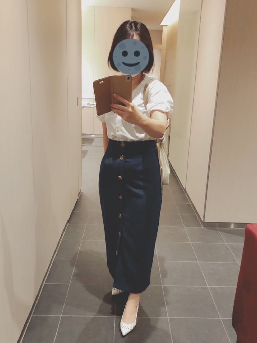「N.（N. Natural Beauty Basic）の【S Size Line】◆フロントボタンハイウエストタイトスカート（スカート、ブルー系）」を使った、gonge_of_krgmさん（レディース・153cm）の秋コーディネートの1枚目の写真