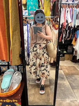 「アイテム（かごバッグ）」を使った、gonge_of_krgmさん（レディース・153cm）の夏コーディネート