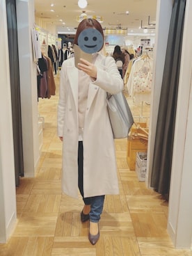 「MK MICHEL KLEIN（エムケーミッシェルクラン）のアイテム（ノーカラーコート）」を使った、gonge_of_krgmさん（レディース・153cm）の冬コーディネート