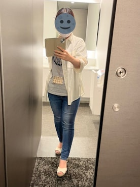 「ZOZO（ゾゾ）のスキニーデニムパンツ［WOMEN］（デニムパンツ）」を使った、gonge_of_krgmさん（レディース・153cm）の夏コーディネート