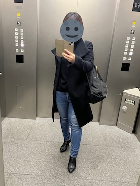 「ZOZO（ゾゾ）のスキニーデニムパンツ［WOMEN］（デニムパンツ）」を使った、gonge_of_krgmさん（レディース・153cm）の冬コーディネート