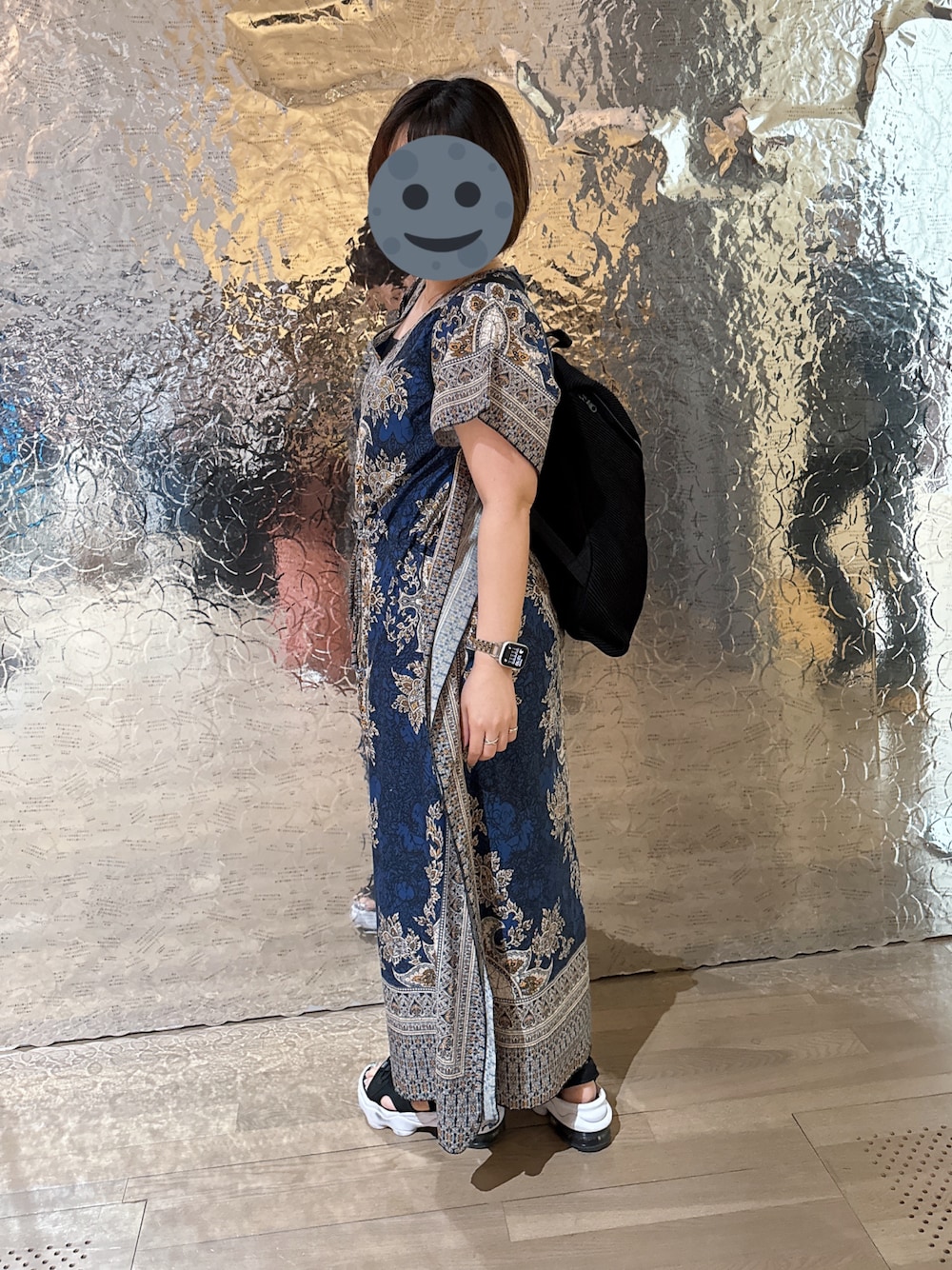 「no brandのアイテム（ワンピース、ブルー系）」を使った、gonge_of_krgmさん（レディース・153cm）の秋コーディネートの1枚目の写真