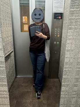 「GU（ジーユー）のアイテム（デニムパンツ、ブルー系）」を使った、gonge_of_krgmさん（レディース・153cm）の秋コーディネート