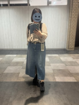 「アイテム（デニムスカート）」を使った、gonge_of_krgmさん（レディース・153cm）の秋コーディネート