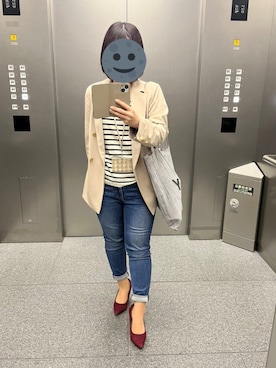 「ZOZO（ゾゾ）のスキニーデニムパンツ［WOMEN］（デニムパンツ）」を使った、gonge_of_krgmさん（レディース・153cm）の春コーディネート
