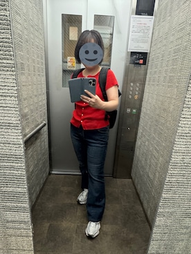 「GU（ジーユー）のアイテム（デニムパンツ、ブルー系）」を使った、gonge_of_krgmさん（レディース・153cm）の夏コーディネート