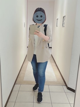 「ZOZO（ゾゾ）のスキニーデニムパンツ［WOMEN］（デニムパンツ）」を使った、gonge_of_krgmさん（レディース・153cm）の春コーディネート