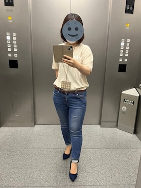 「ZOZO（ゾゾ）のスキニーデニムパンツ［WOMEN］（デニムパンツ）」を使った、gonge_of_krgmさん（レディース・153cm）の春コーディネート