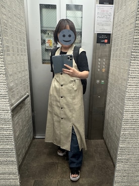 「PUBLIC TOKYO（パブリックトウキョウ）の【PUBLIC TOKYO/パブリックトウキョウ】リネンライクテーラードジレワンピース（ワンピース、ベージュ系）」を使った、gonge_of_krgmさん（レディース・153cm）の夏コーディネート