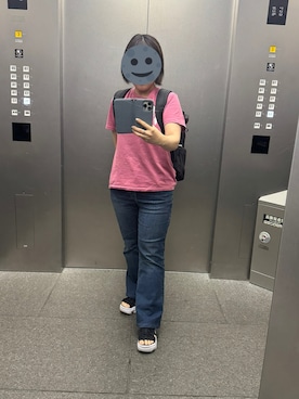 「GU（ジーユー）のアイテム（デニムパンツ、ブルー系）」を使った、gonge_of_krgmさん（レディース・153cm）の夏コーディネート
