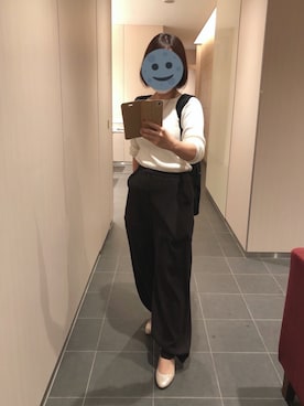 「FEMMENT（ファモン）のアイテム（スラックス）」を使った、gonge_of_krgmさん（レディース・153cm）の秋コーディネート