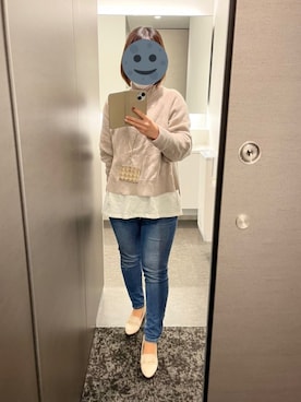 「ZOZO（ゾゾ）のスキニーデニムパンツ［WOMEN］（デニムパンツ）」を使った、gonge_of_krgmさん（レディース・153cm）の冬コーディネート
