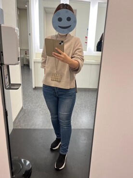 「ZOZO（ゾゾ）のスキニーデニムパンツ［WOMEN］（デニムパンツ）」を使った、gonge_of_krgmさん（レディース・153cm）の冬コーディネート