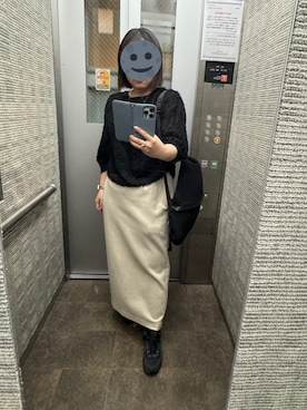 「UNIQLO（ユニクロ）のアイテム（スカート、ホワイト系）」を使った、gonge_of_krgmさん（レディース・153cm）の春コーディネート