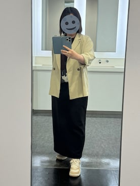 「UNIQLO（ユニクロ）のWOMEN メリノブレンドリブスカート（スカート、ブラック系）」を使った、gonge_of_krgmさん（レディース・153cm）の春コーディネート